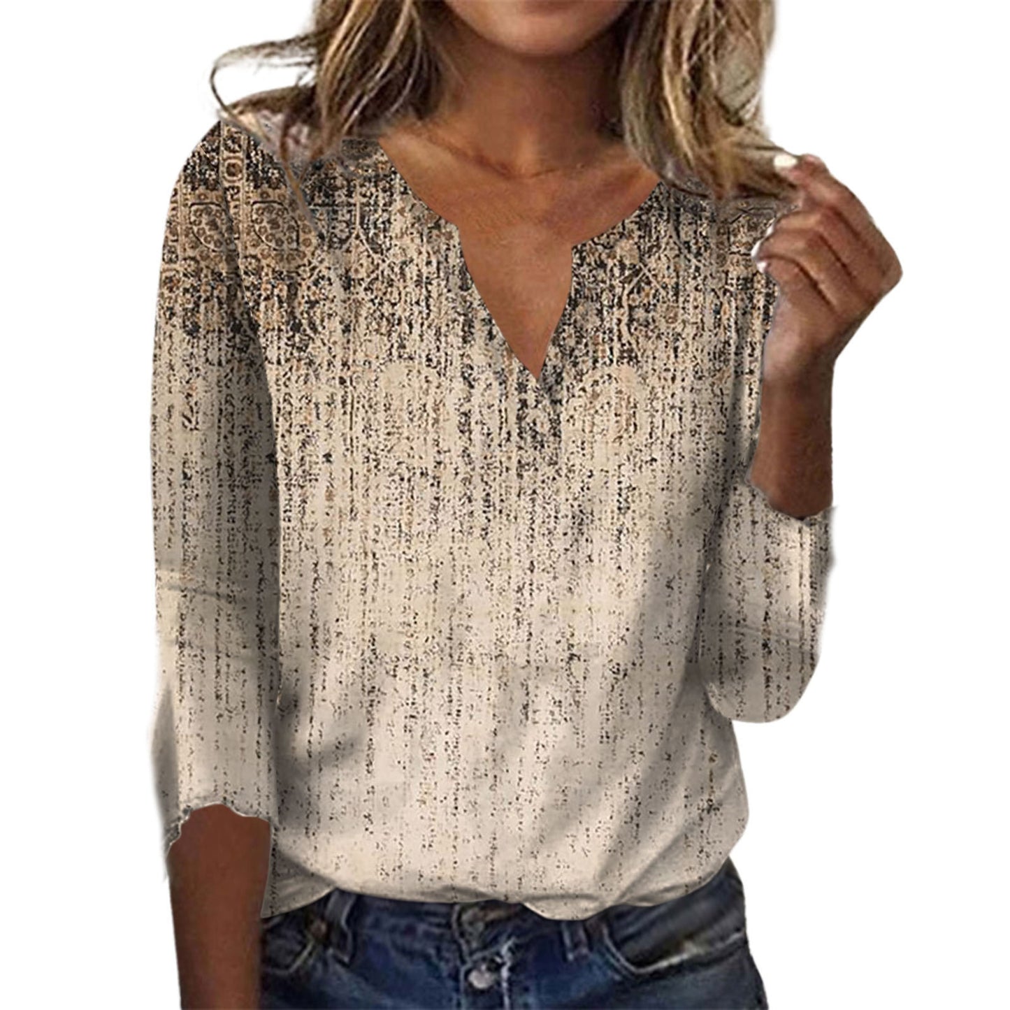 Summer Women's Fashion Gradient Printing Loose T-shit