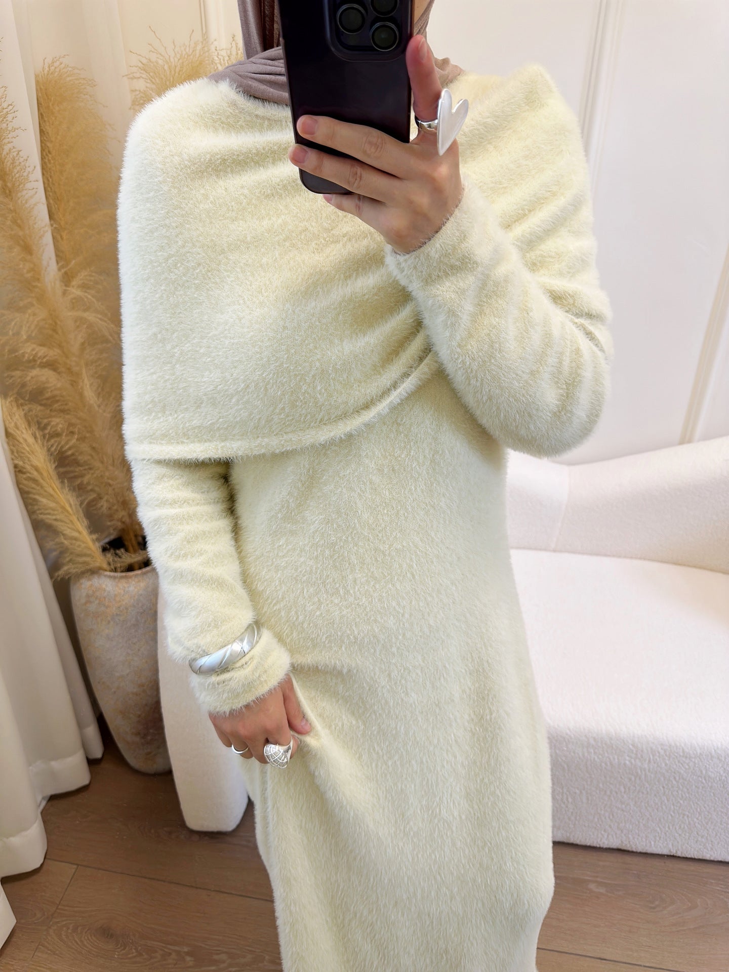 Solid Color Slim-fit Shawl Two-piece Sweater