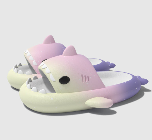 Gradient Shark Slippers 4cm Thick Bottom Shit Feeling Slippers