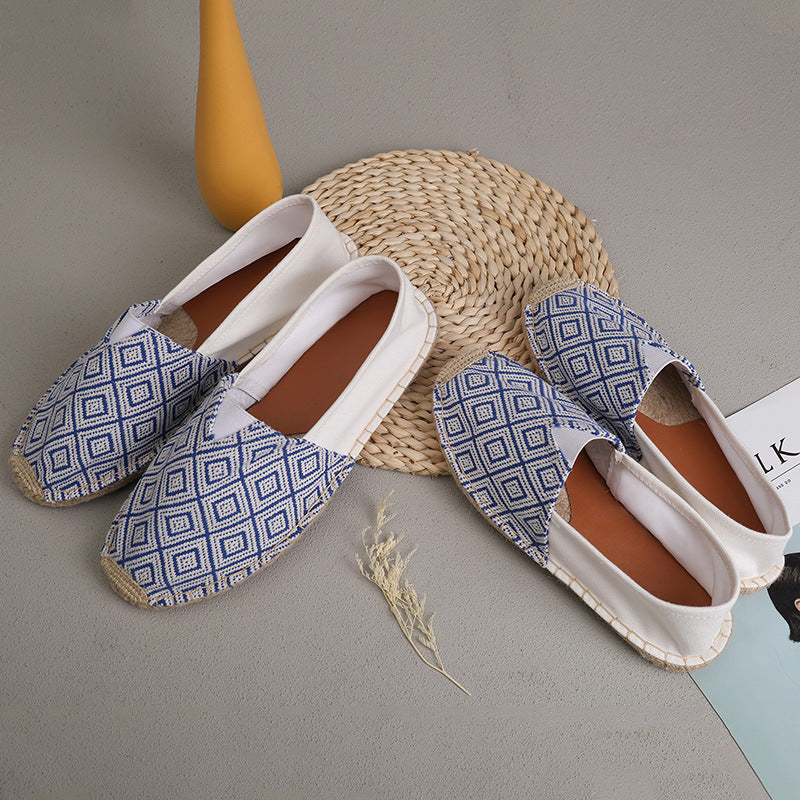 Breathable Casual Couple Ramie Sole Shoes Men And Women Fisherman Slip-on Canvas Shoes