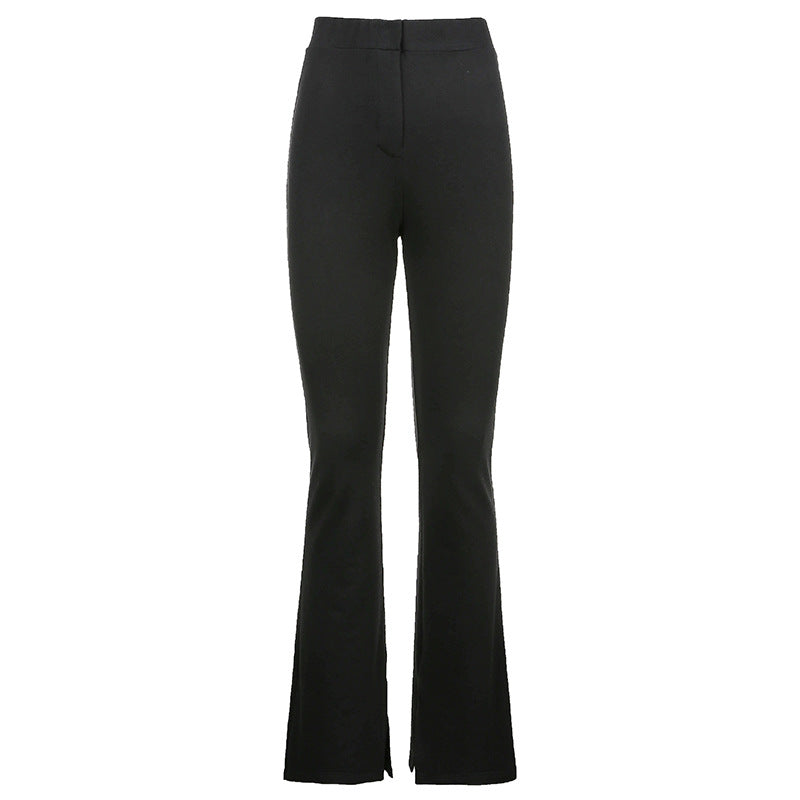 La Trousers Women's Sports And Leisure Trousers High Waist Split Slim Slimming Trousers