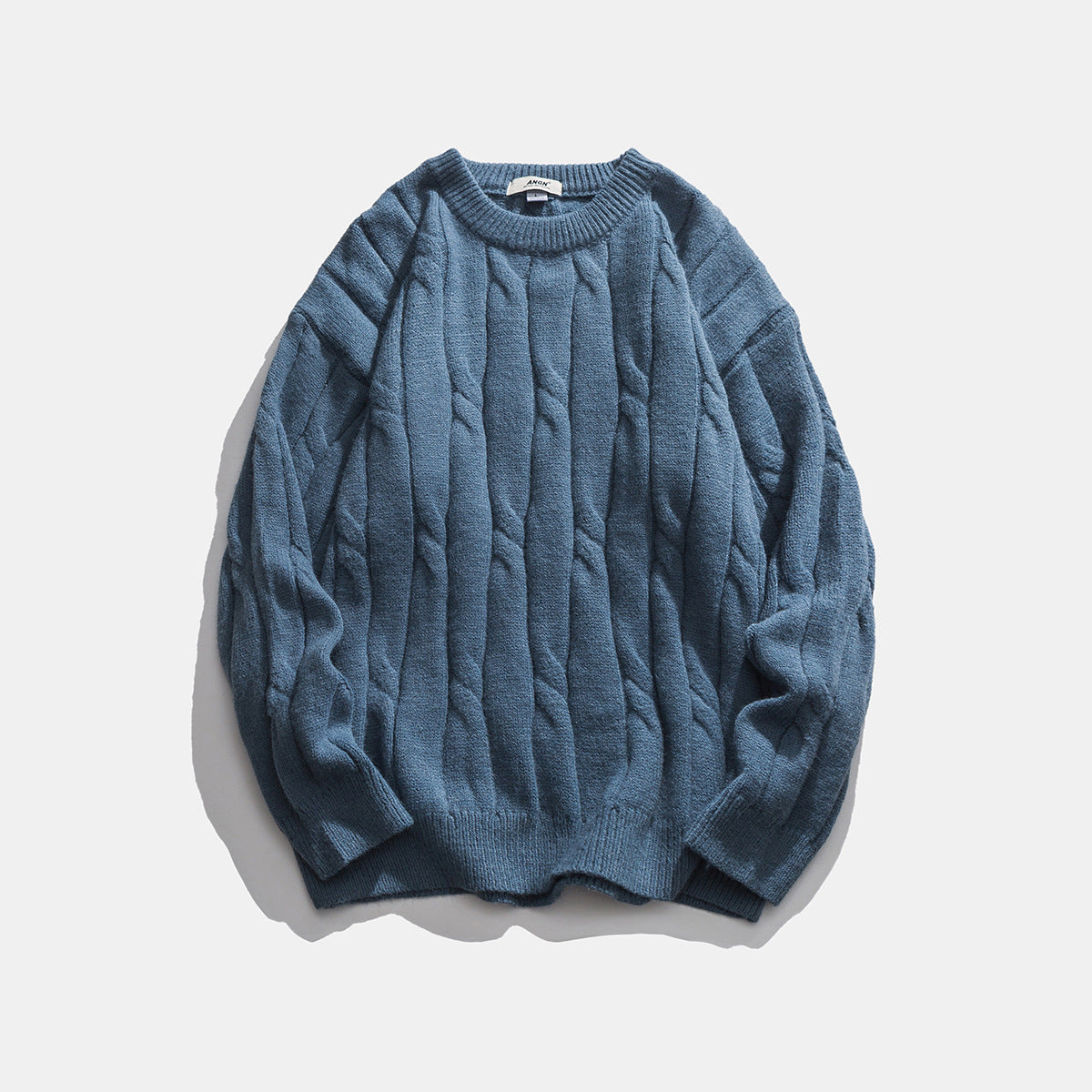 Men's Pure Color Simple Round Neck Pullover Sweater