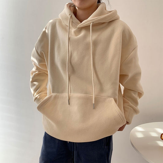 Women's Solid Color Fleece Thickened Hoodie Sweater