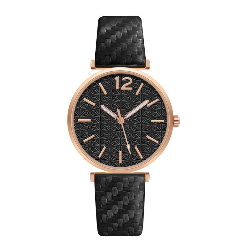 Ladies New Belt Watch Gold Shell Acupuncture Needle Casual Fashion Quartz Watch