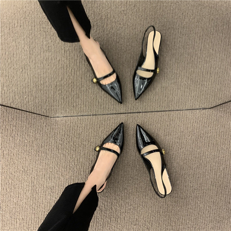 Women's Fashion Simple Chunky Heel Closed Toe Sandals