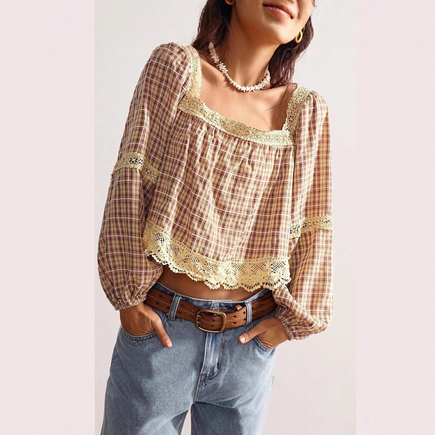 Patchwork Lace Blouse Women's Top