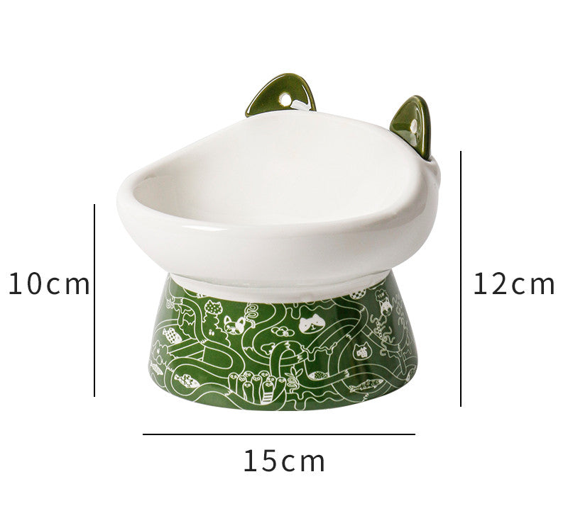 Cat Bowl High Feet Ceramic Anti-Overturn Protection Cervical Spine