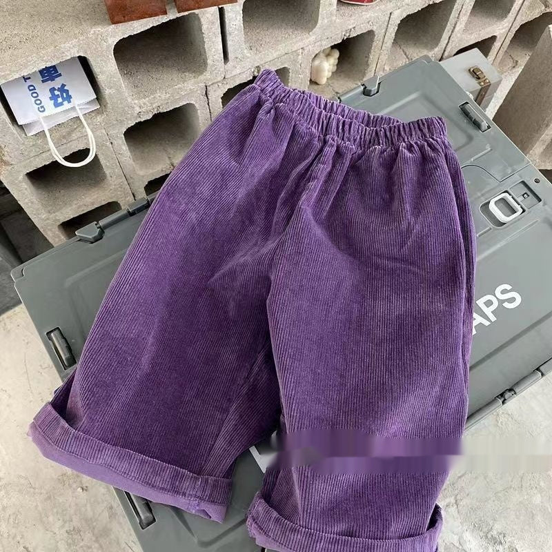 Arrival Korean-Style Warm Flared Trousers For Girls Corduroy Fleece-Lined Long Pants For Babies