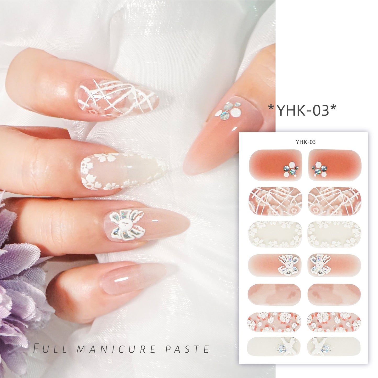 Spring Three-dimensional Relief Nail Stickers 3D Baking-free Waterproof Wholesale