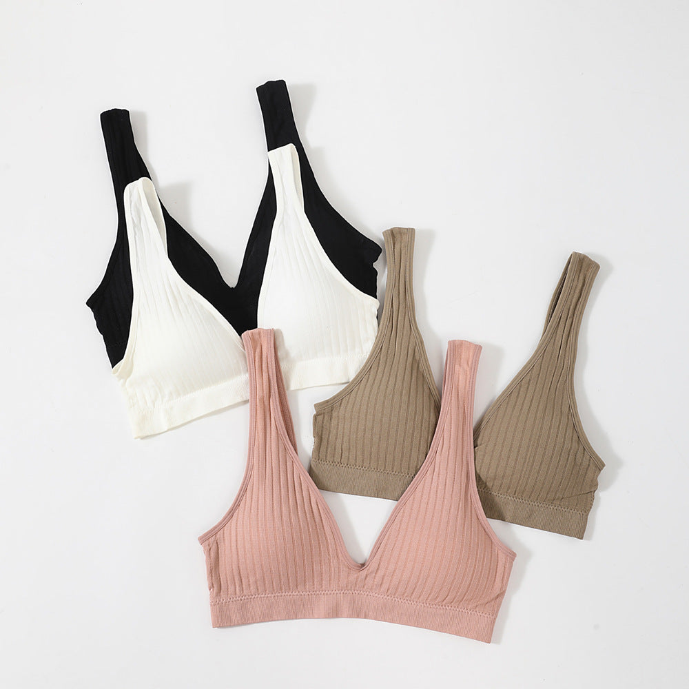 French Deep V Large Size Bra Bottoming Vest