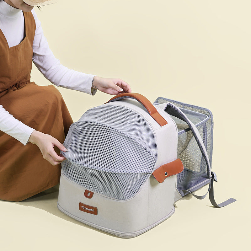 Portable Breathable Cat Backpack Large Capacity Expandable
