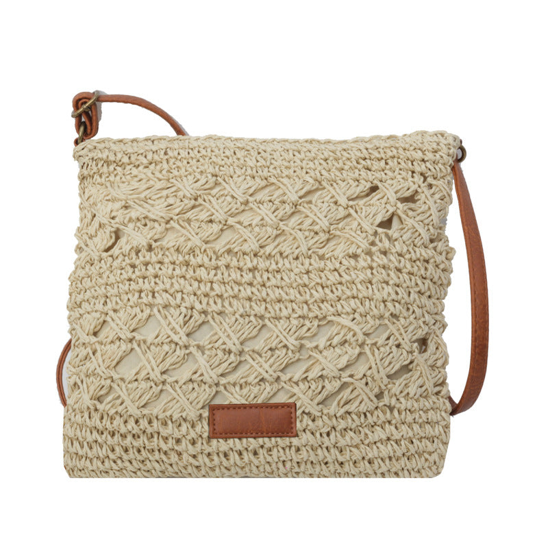 Women's Large Capacity Straw Woven Crossbody Bucket Bag