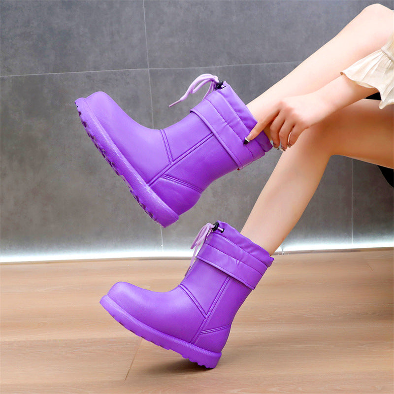 Women's Shoes Mid-calf Length Snow Boots Warm With Velvet