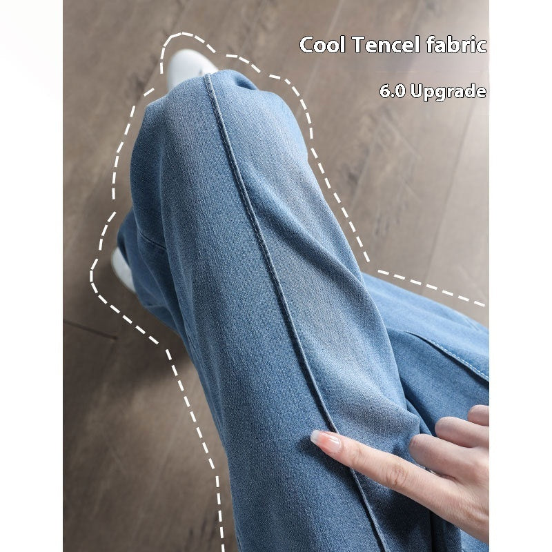 High Waist Straight Small Ice Silk Wide-leg Pants