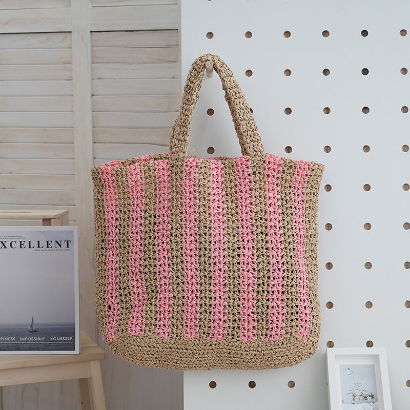 Handwoven Tote Bag With Vertical Stripes