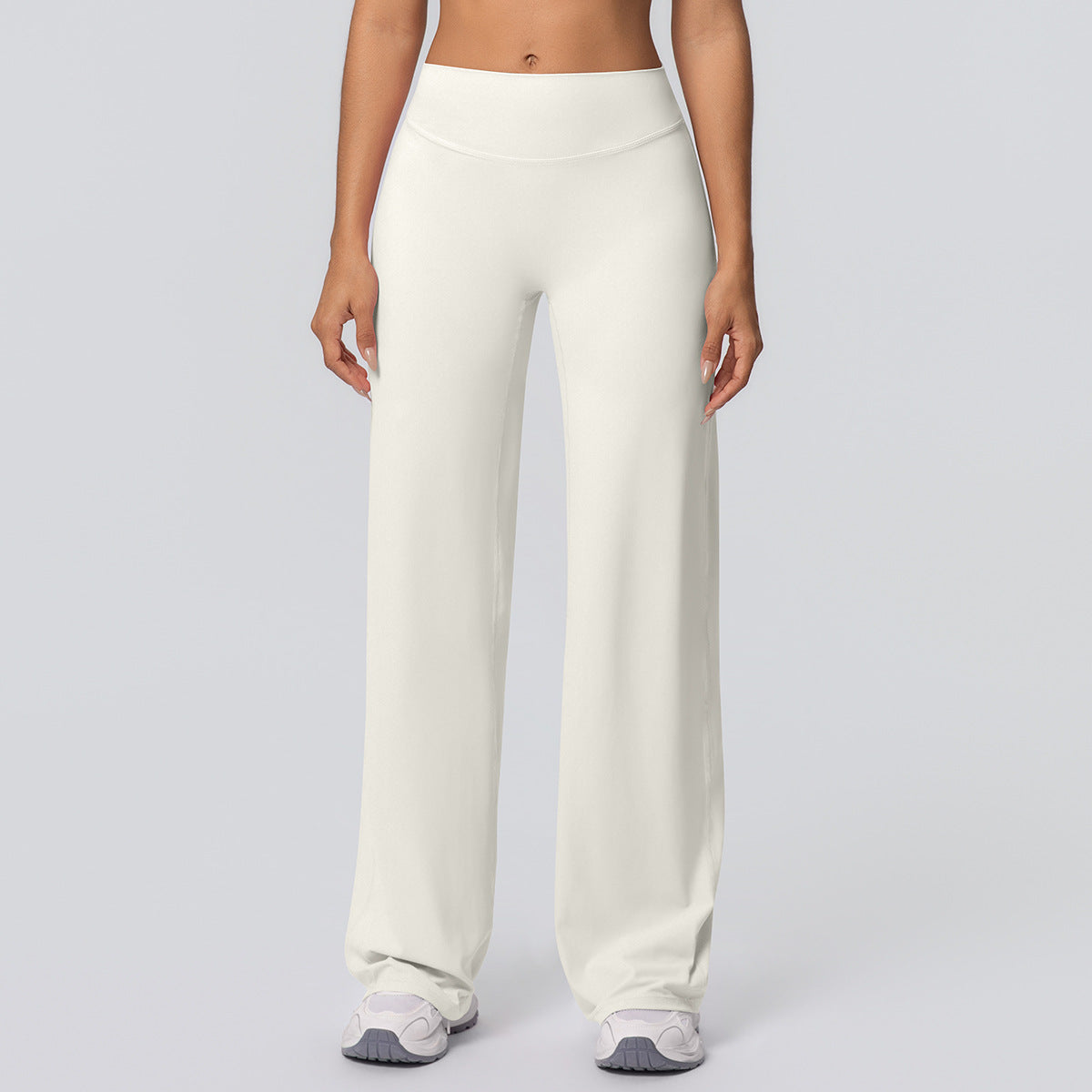 Double-sided Brushed Solid-color High-waisted Loose-fitting Breathable Yoga Wide-leg Pants