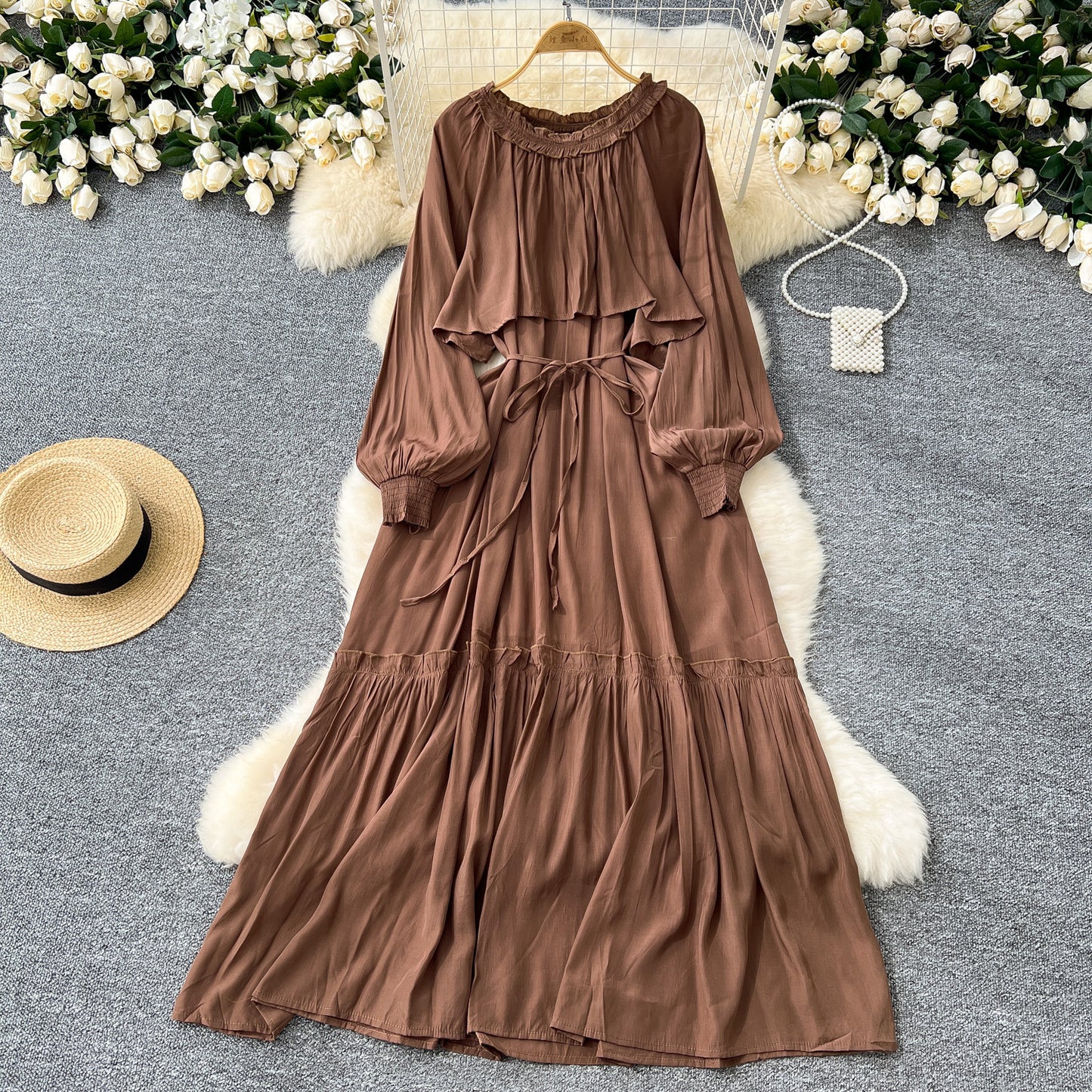 Designer-style Irregular Ruffled Patchwork Dress