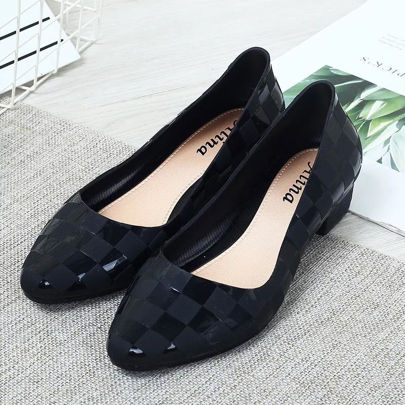 Plaid Pointed Toe Shoes Jelly Casual Shallow Mouth Korean Version
