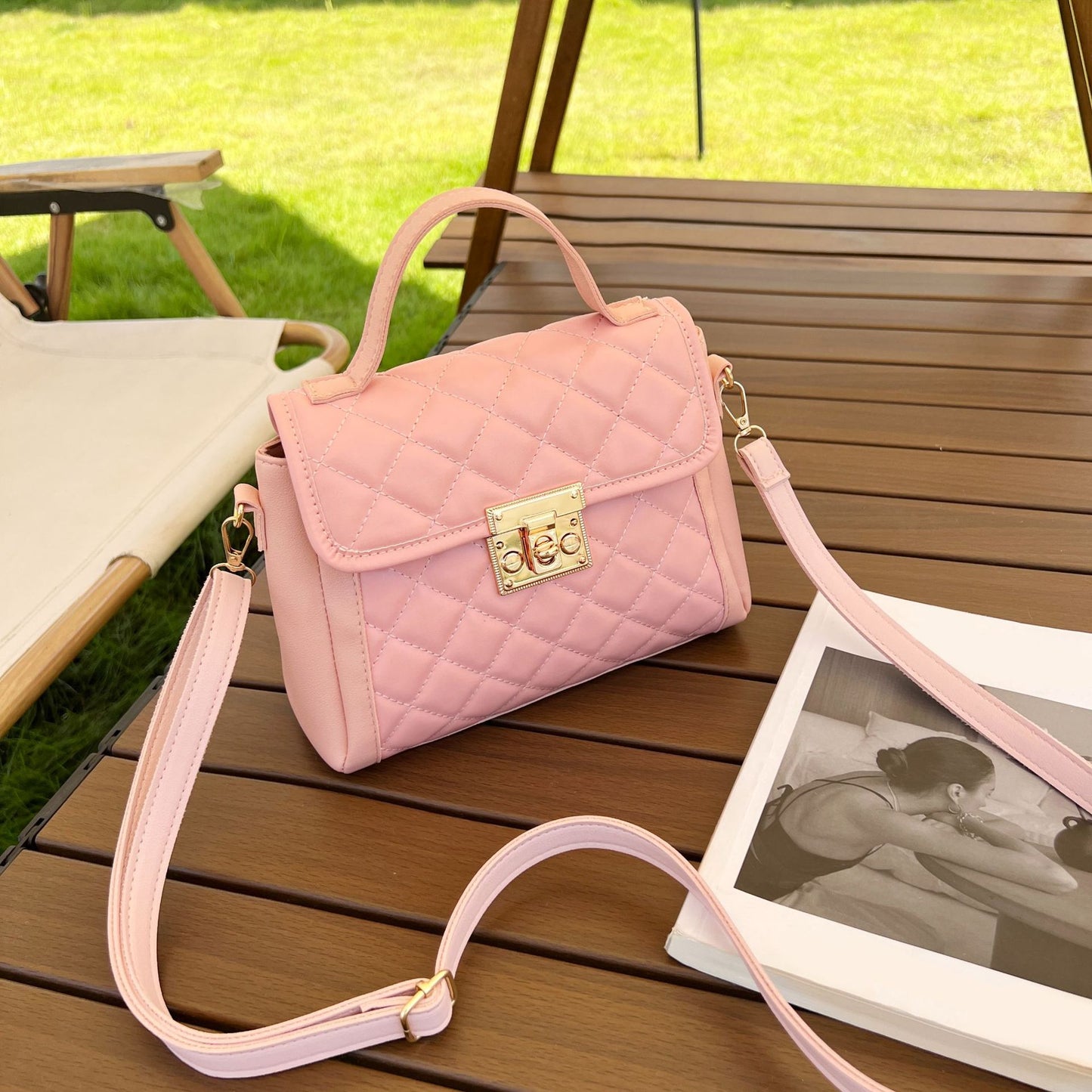 Women's Rhombus Crossbody Shoulder Bag Fashion PU Handbag