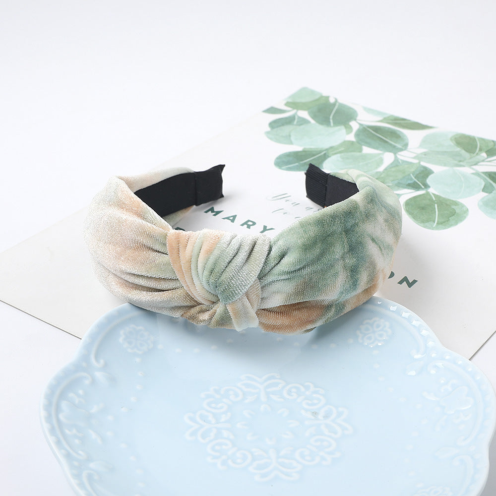 Fabric Headband Tie-dyed Velvet Knotted Headband Thickened