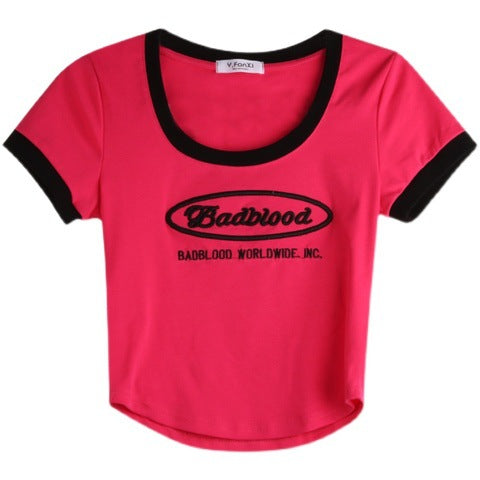 American-style Color-block, Slimming Cropped, Versatile Top
