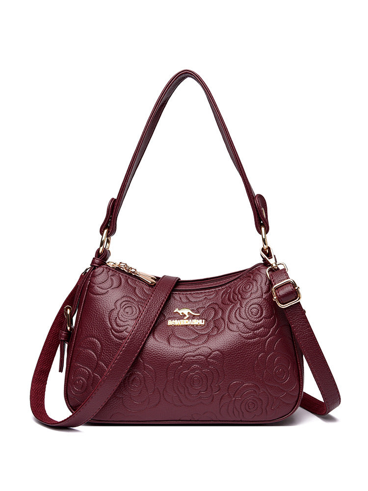 Soft Leather Textured Ethnic Style Simple Versatile Large Capacity Shoulder Messenger Bag