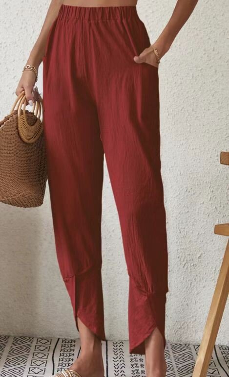 Women's Solid Color Casual Leggings Pants With Loose Pockets