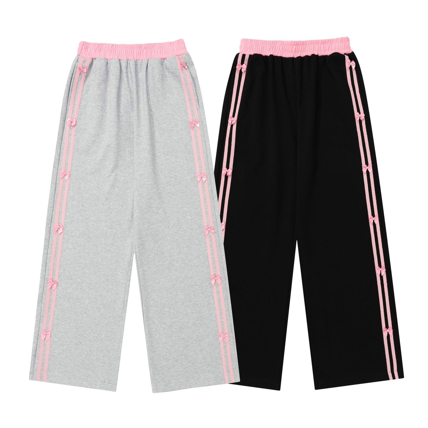 Women's American-style Retro Striped Bow Casual Trousers