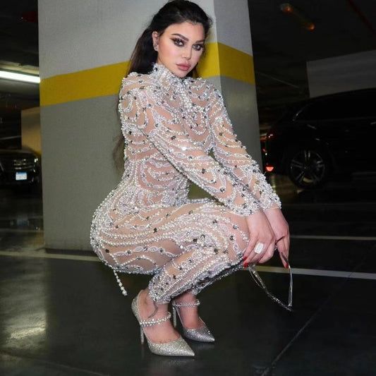 Slimming See-through Sequined Sexy Siamese Trousers