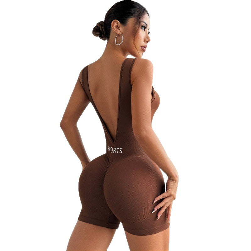 Deep-V Waist Yoga Jumpsuit For Shaping And Fitness