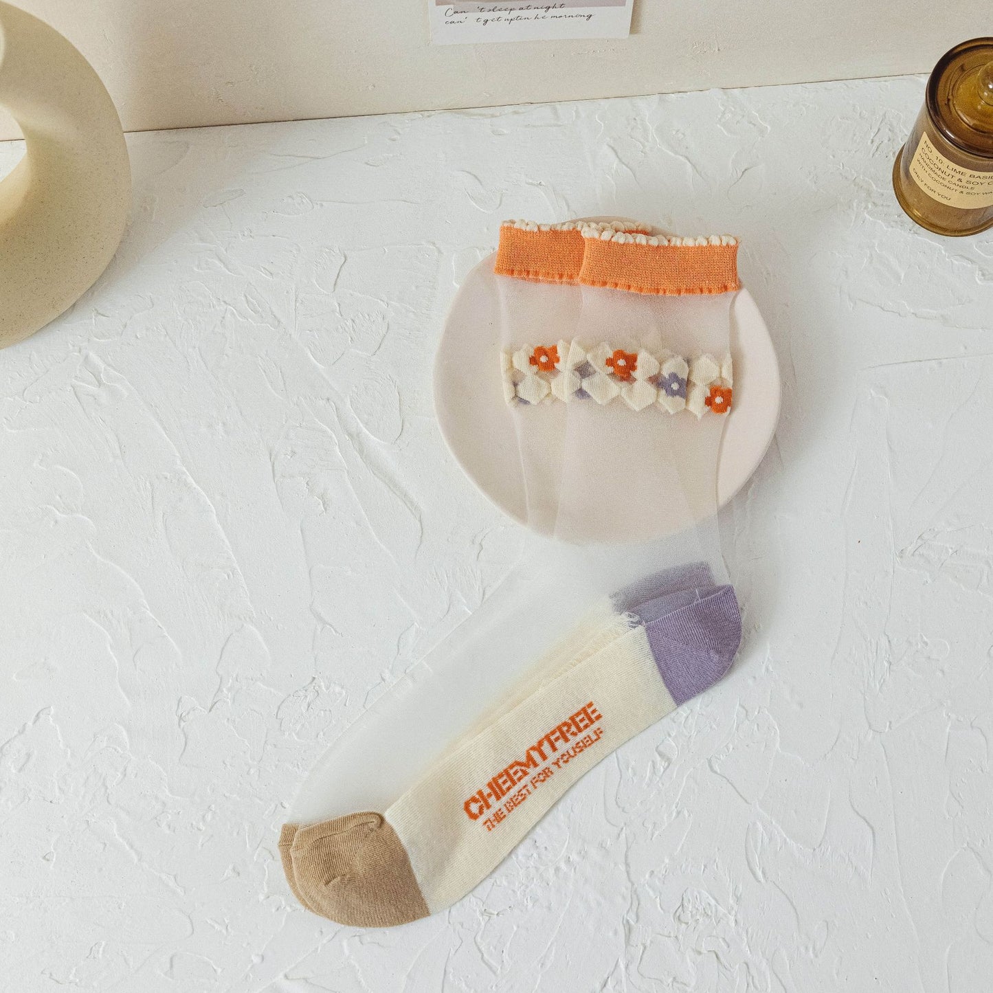Spring And Summer Thin Cute Kanekalon Diamond Spun Glass Long Socks