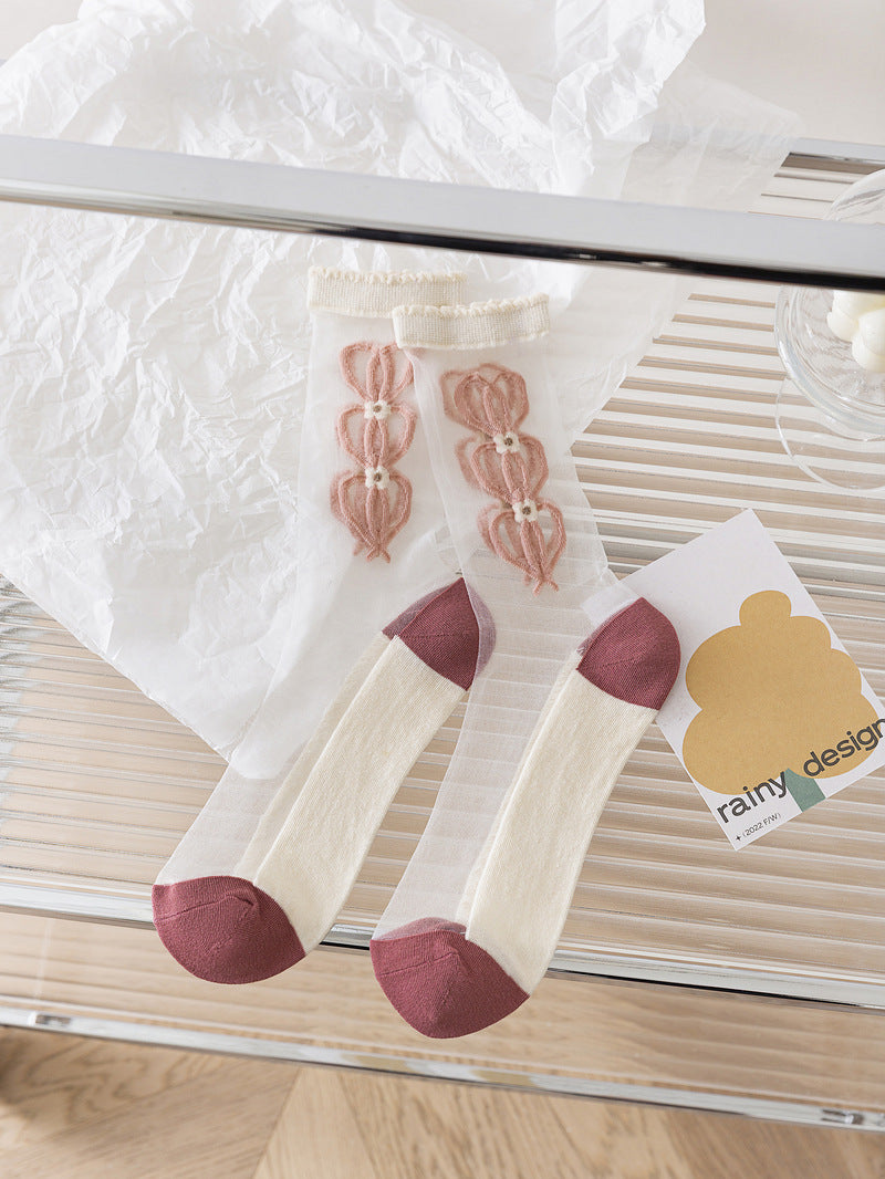Medium Tube Socks With Transparent Tulip