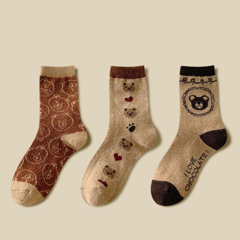 Thick Socks Women's Pure Cotton Tide Medium Tube Cute Plus Velvet