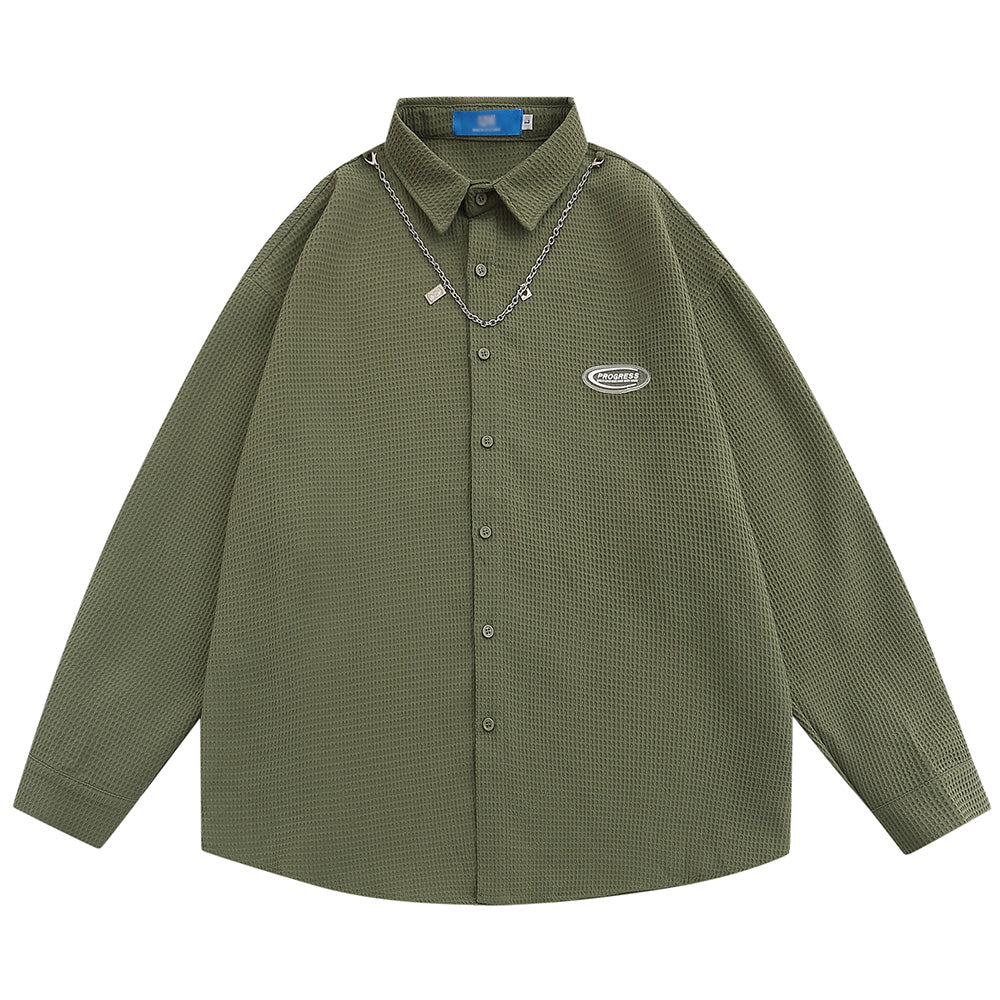 Simple Style Long Sleeve Shirt With Necklace