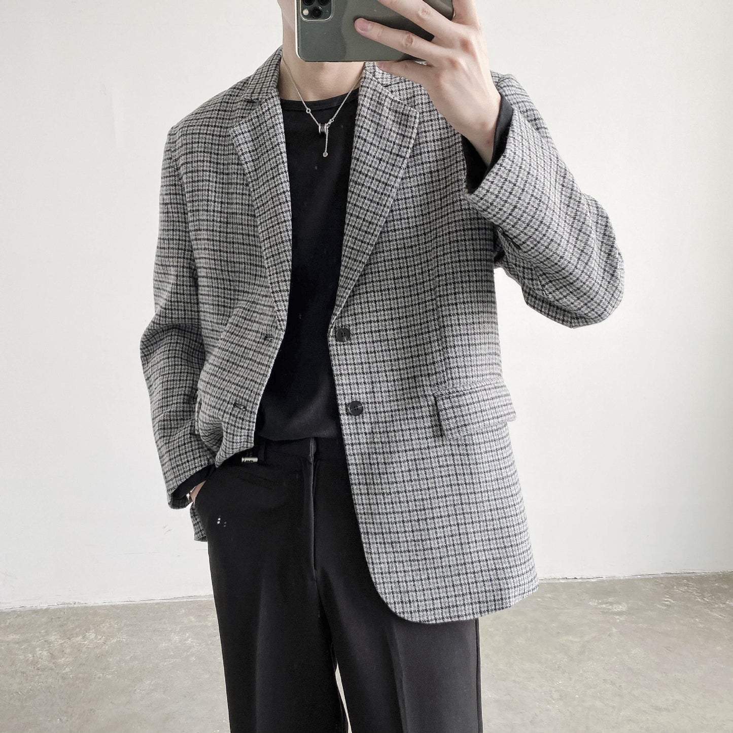 Men's Fashionable Loose-fit Casual Plaid Jacket