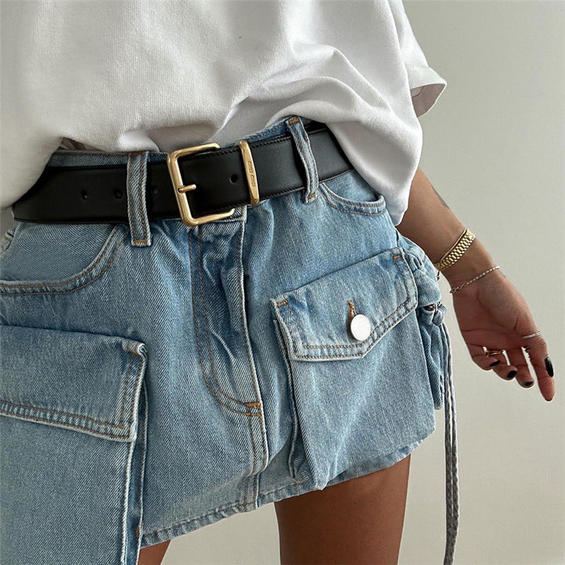 Fashion Personalized Multi-pocket Slim Fit Casual Package Hip Skirt