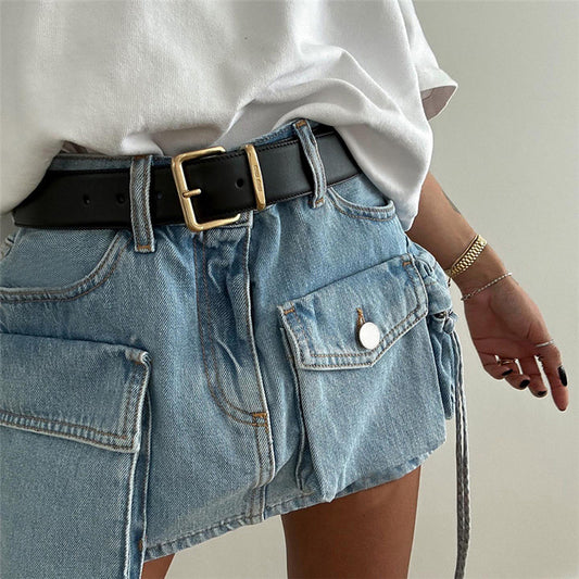 Fashion Personalized Multi-pocket Slim Fit Casual Package Hip Skirt