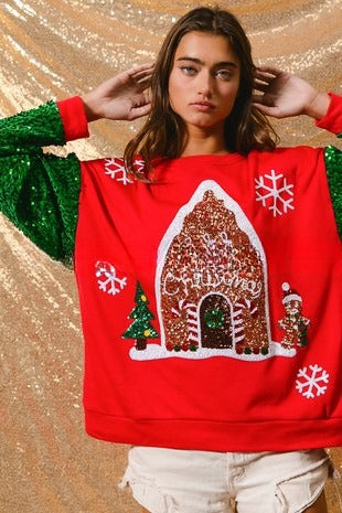 Women's Sequins Padded Top Christmas