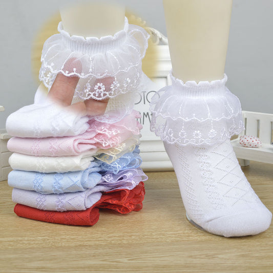 Children's Lace  White Latin Dance Socks