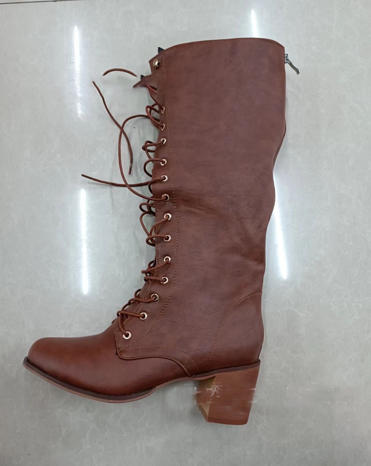 New Lace-up Boots Women's Boots Thick Heel Plus Size 40-43