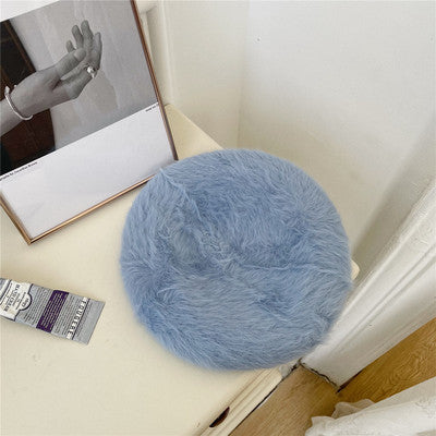 Puffy Fluffy Rabbit Plush Beret Female Filler