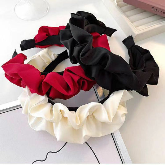 High-grade Headband Women's High Skull Top Pleated Retro French Headdress
