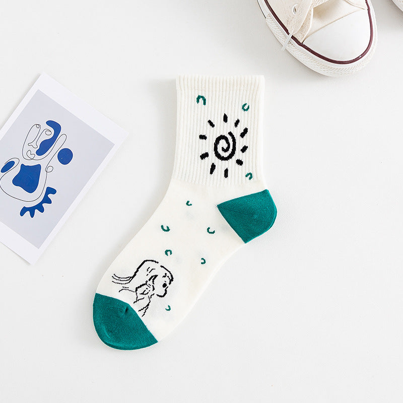 Women's New Mid-calf Cartoon Cotton Socks
