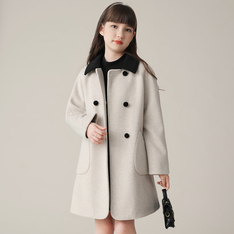 Western Style Woolen Coat Mid-length Padded Coat