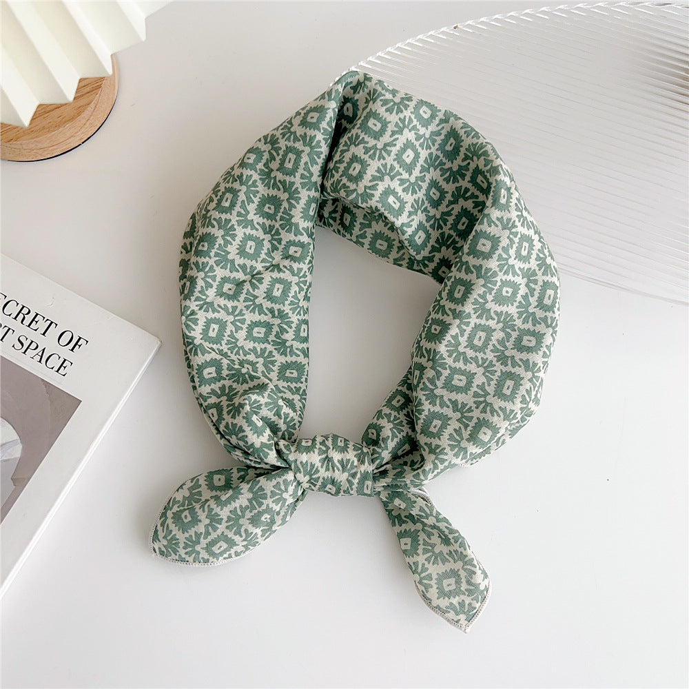 Women's Cotton And Linen Small Square Towel Silk Scarf Artistic All-match Fashion