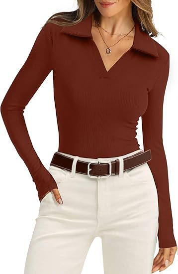 V-neck Rib Knit Sweater Slim Fit Fallwinter Top