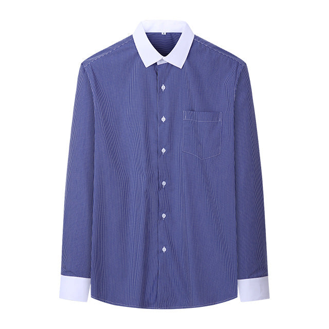 Plus Size Men's Casual American-style Long-sleeved Striped Shirt