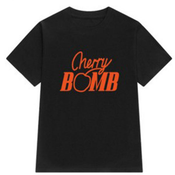 Cherry Printed Street Trend Women's Round Neck Short Sleeve