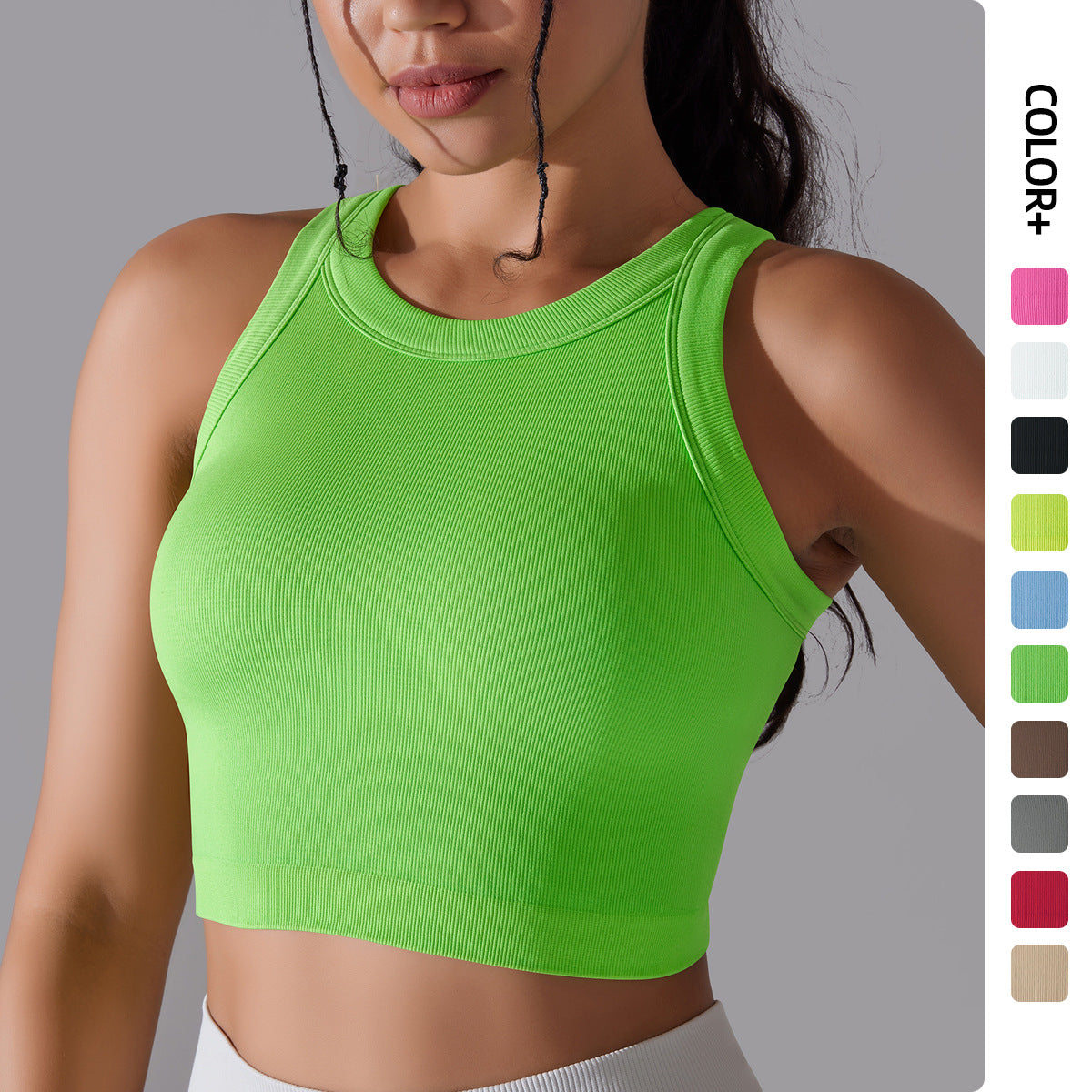 Women's Sleeveless Vest Running Fitness Seamless Knitted Sports Top