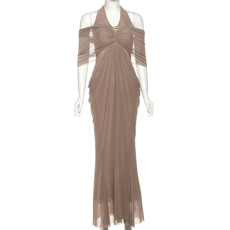 Strapless Mesh-Panel Bodycon Sheath Dress
